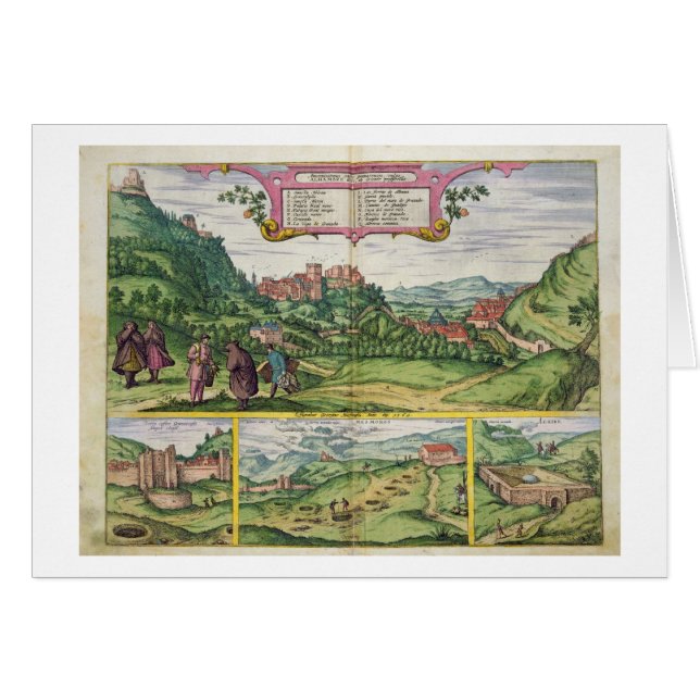 Cartão Vista do Alhambra, 'de Civitates Orbis Terrar (Frente Horizontal)