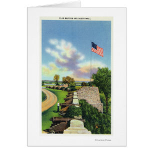 Cartão Vista do bastião da bandeira e da parede sul
