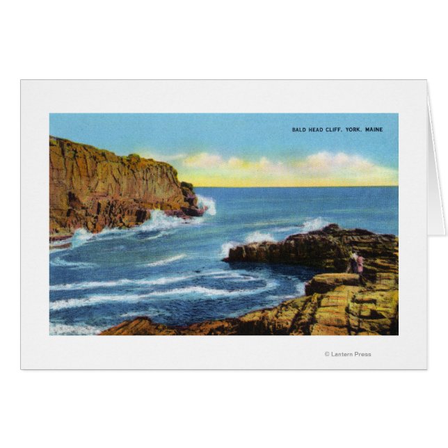 Cartão Vista do Cliff Cabeça Balda em York Beach (Frente Horizontal)