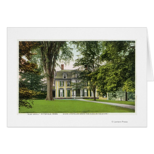 Cartão Vista do Elm Knoll, Longfellow Residiu Aqui (Frente Horizontal)