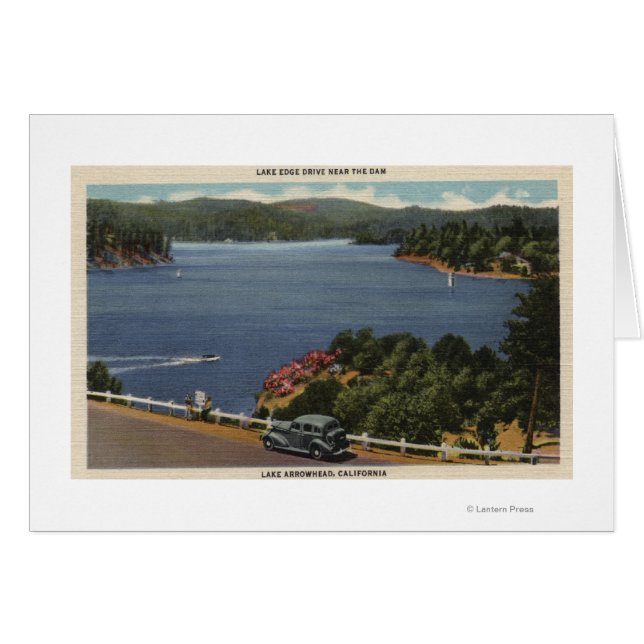 Cartão Vista do lago de bordo perto da barragem (Frente Horizontal)