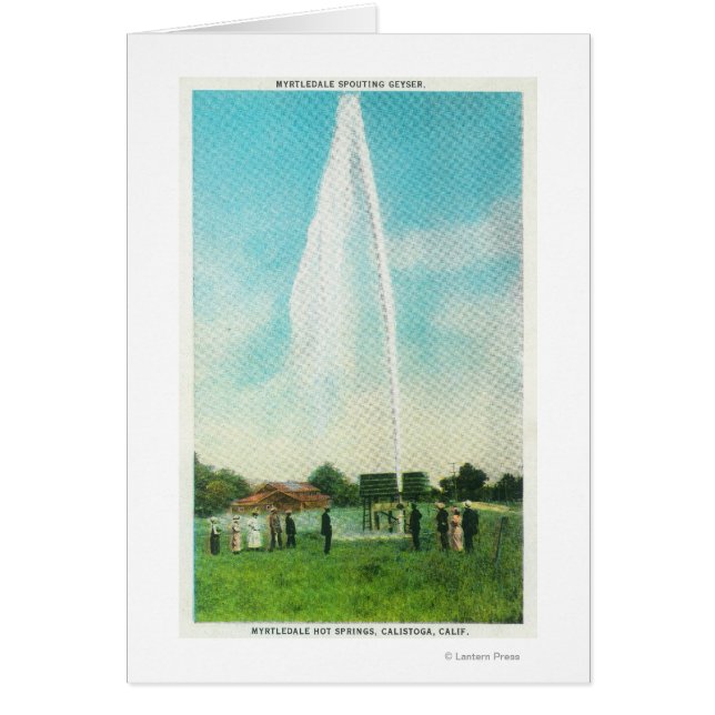 Cartão Vista do Myrtledale Geyser nos Primaveras Quentes (Frente)