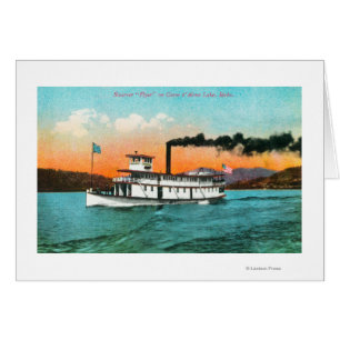 Cartão Vista do Navio a vapor no lago