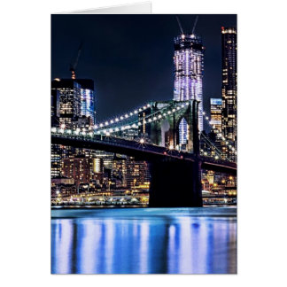 Cartão Vista do reflexo da ponte do Brooklyn em Nova Iorq
