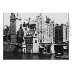 Cartão Vista do Speicherstadt Hamburg, c.1910