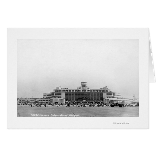Cartão Vista Exterior do Aeroporto de Seattle-Tacoma Int' (Frente Horizontal)