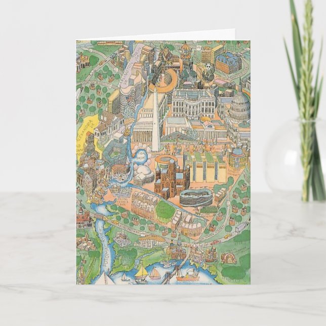 Cartão Vista Ilustrada de Washington DC (Frente)