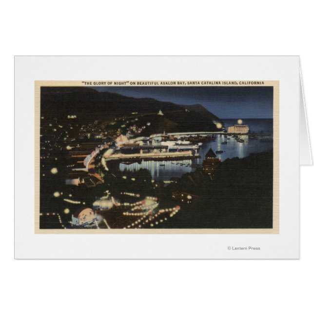 Cartão Vista Noturna da Baía de Avalon (Frente Horizontal)