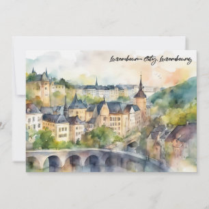 Cartão Vista panorâmica da pintura aquarela da cidade de