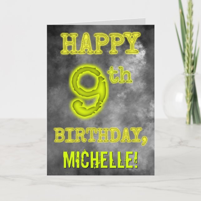 Cartão Visual Assustador com Aura Brilhante "FELIZ ANIVER (Frente)