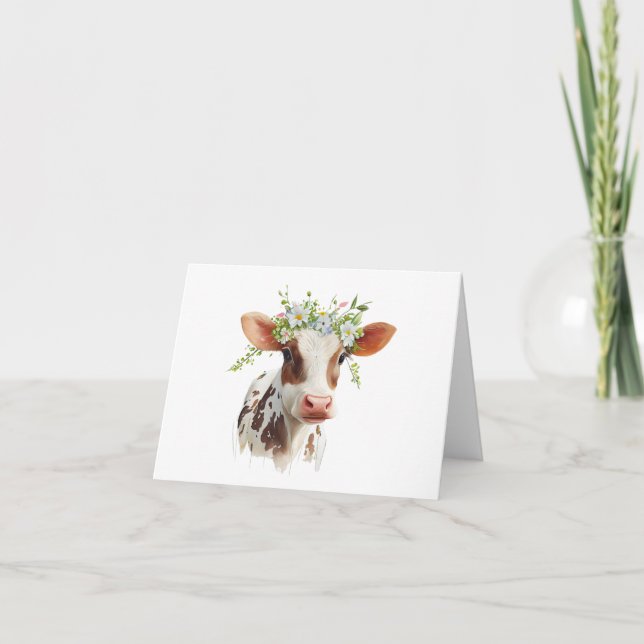 Cartão Vitelo Vermelho e Branco com Flores no VAZIO (Frente)
