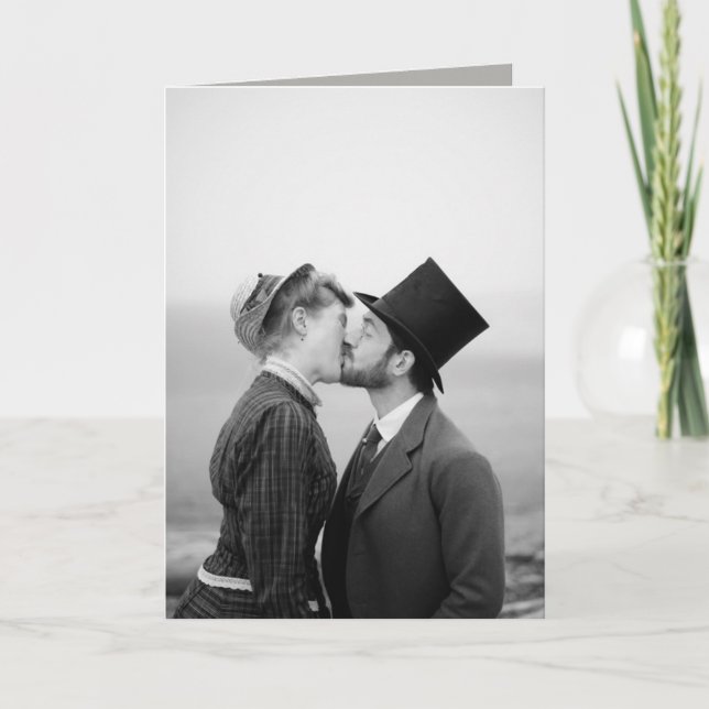 Cartão - Vitoriano, beijo, poema de amor (Frente)