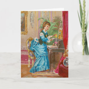 Cartão Vitoriano encorajando poema "Se alguém provar frac