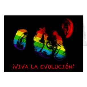 Cartão viva a evolução! chimpanzés arco-íris