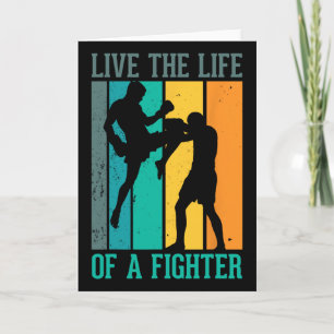 Cartão Viva a Vida de um lutador para um Kickboxer Kickbo