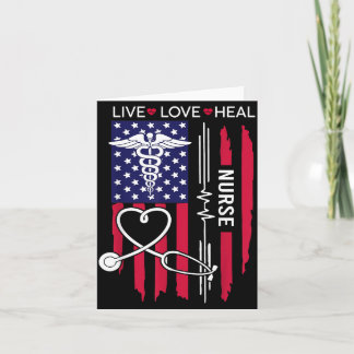 Cartão Viva Ame Cure Enfermeira Bandeira Americana Patrió