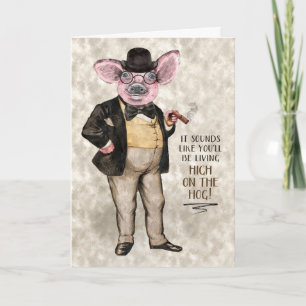 Cartão Vivendo em alta nos Parabéns de promoção Hog Funny