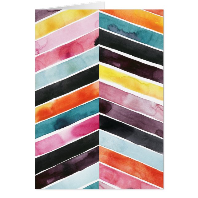Cartão Vivid Watercolor Chevron I (Frente)