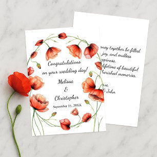 Cartão Vívido Watercolor Poppies Parabéns de Casamento