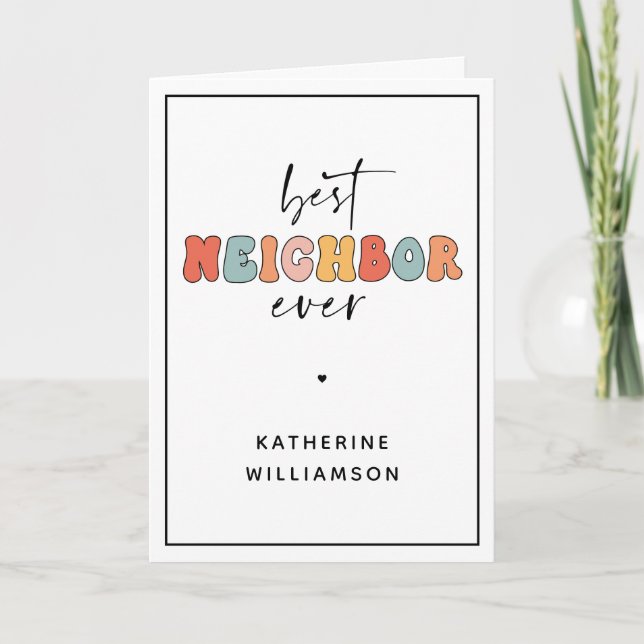 Cartão Vizinho Mais Personalizado Retro Melhor de Todos F (Frente)