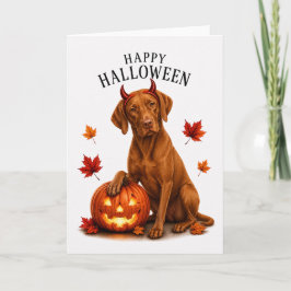 Cartão Vizsla Cão Diabo de Halloween