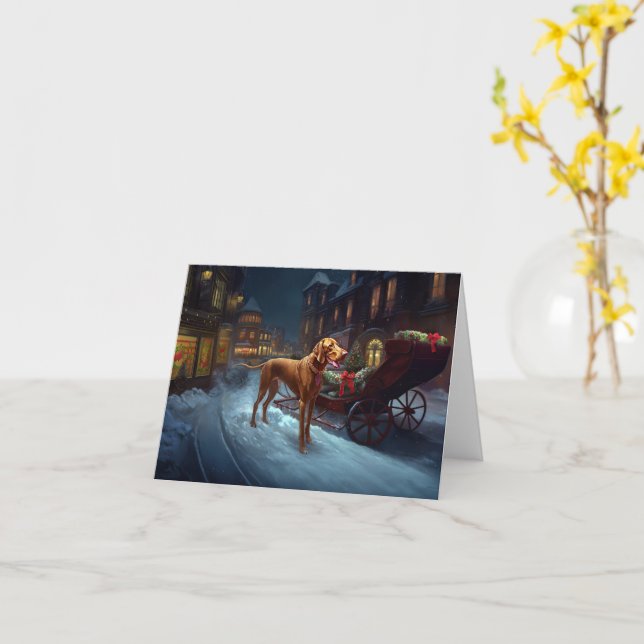 Cartão Vizsla Christmas Fesason (Flor Amarela)