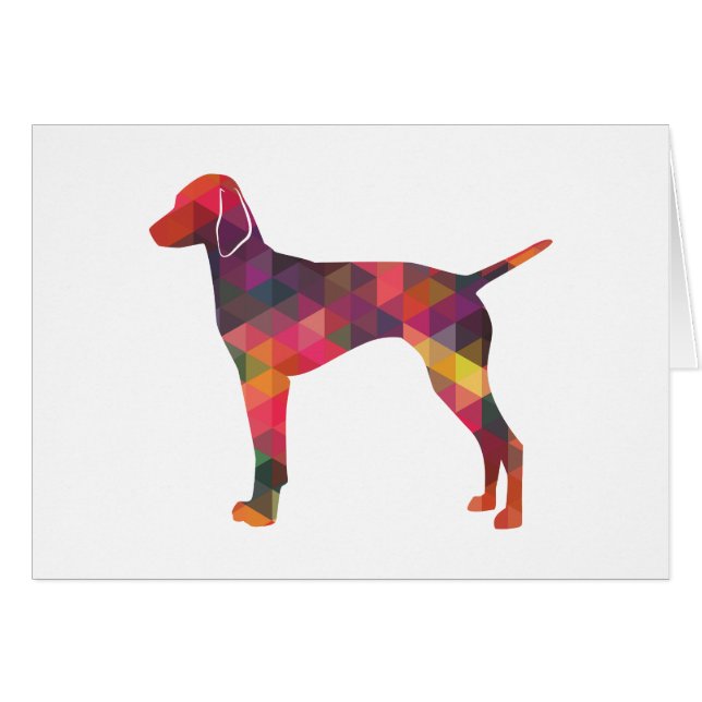 Cartão Vizsla Dog Geométrico Patterna Silhouette Multicar (Frente Horizontal)