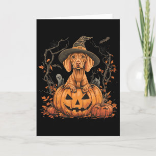 Cartão Vizsla Dog Pumpkin Halloween Ação de Graças
