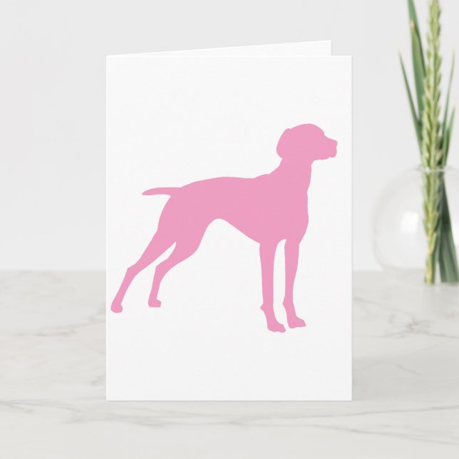Cartão Vizsla Dog Silhouette (pink) (Frente)