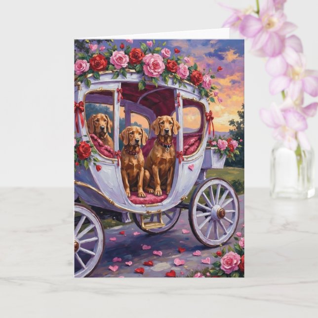 Cartão Vizsla Dog Valentine's Day (Orquídea)