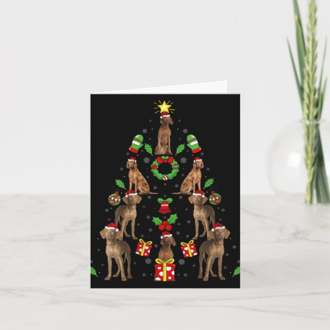 Cartão Vizsla Dog Xmas Lighting Tree Vizsla Christmas V N (Frente)