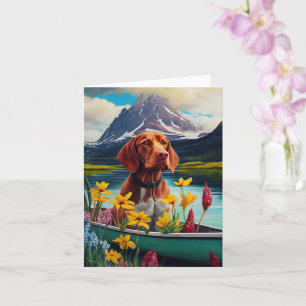 Cartão Vizsla em um Remo: Uma Aventura Cênica