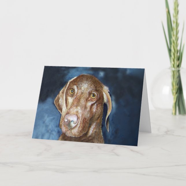 Cartão Vizsla Greeting Card with matching Postage Stamp (Frente)