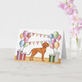 Cartão Vizsla Húngara Colorful Pastel Feliz Aniversário