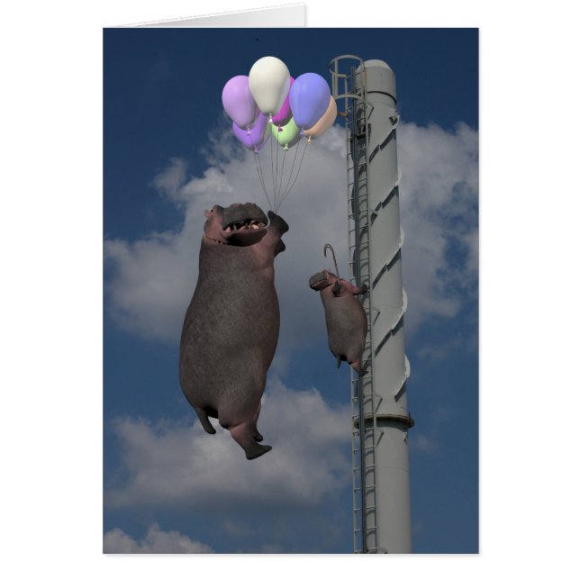 Cartão Voando Hippopotamus (Frente)