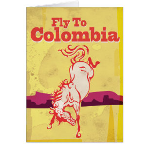 Cartão Voar para a poster de viagens vintage da Colômbia