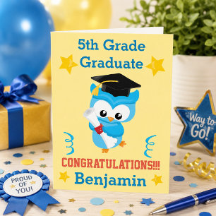 Cartão Você Conseguiu, Graduado! Coruja Azul 5º Ano