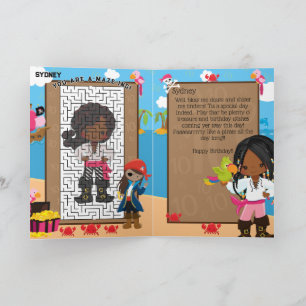 Cartão Você é a-Maze-ing Black Girls Pirate Aniversário