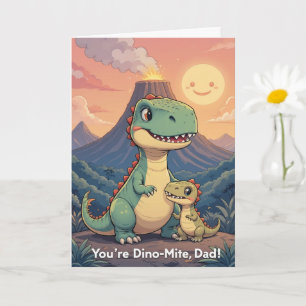 Cartão Você é Dino Mite Pai Dinossauro Fofo Pôr do Sol Pa