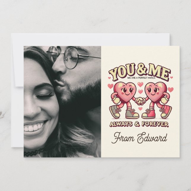 Cartão Você e eu combinamos perfeitamente namorados (Frente)