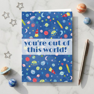 Cartão Você é Fora deste Mundo Aquarela Espaço Sideral