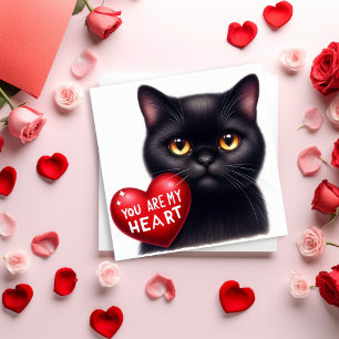 Cartão Você É Meu Coração de São Valentim Poema Gato Pret