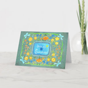 Cartão Você é meu Sol Floral Pintado à Mão