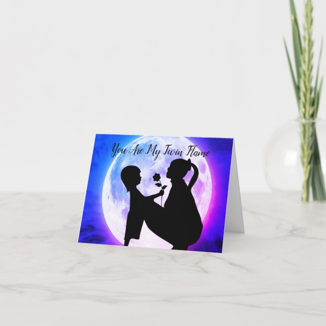 Cartão Você É Minha Chama Gêmea Mamãe e Filha Lua (Frente)