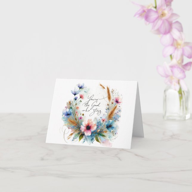 Cartão Você é o Deus que fica, floral de aquarela (Orquídea)