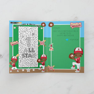 Cartão Você É Um Desenho de Meninos Negros de Beisebol de