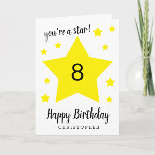 Cartão Você é uma estrela 8º aniversário