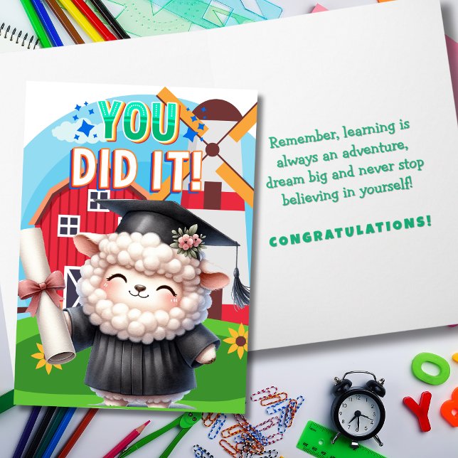 Cartão Você Fez Isso! Alegria de Graduação de Ovelhas Bon (Criador carregado)