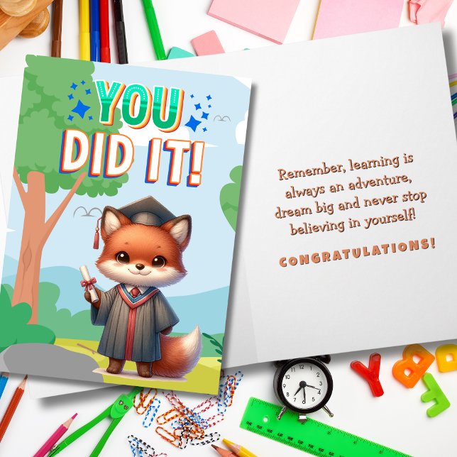 Cartão Você Fez Isso! Alegria de Graduação de Raposa Boni (Criador carregado)