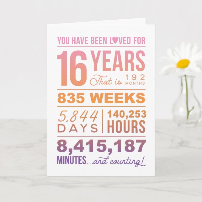 Cartão Você Foi Amado Há 16 Anos, 16.º Aniversário (Planta pequena)